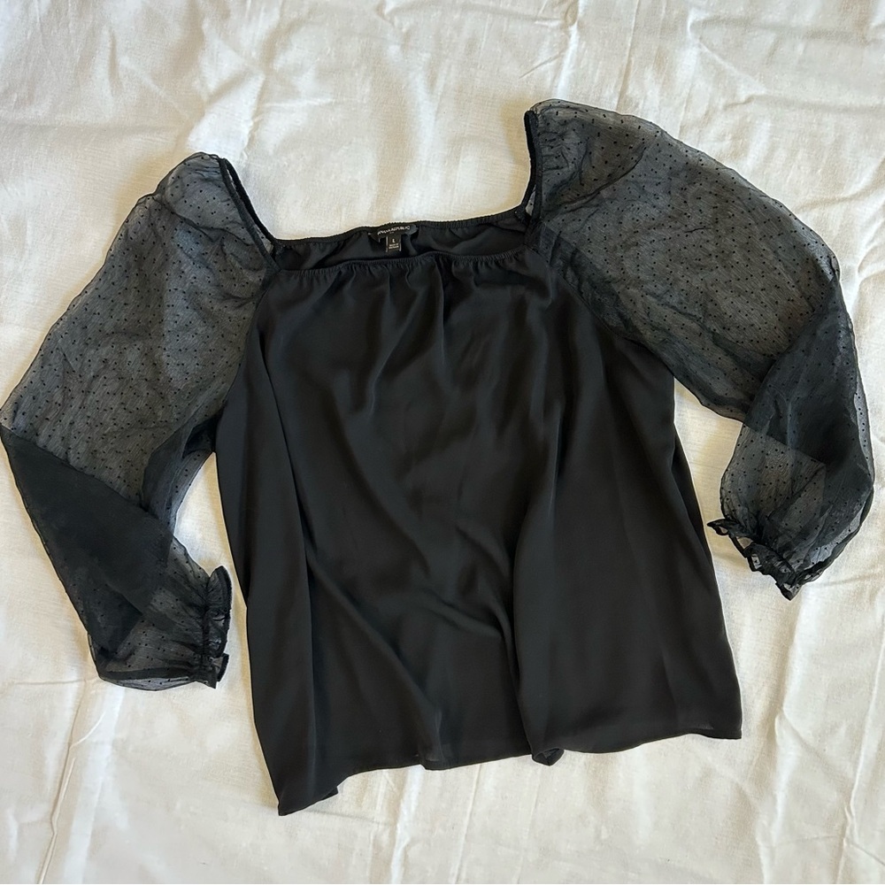 Banana Republic | Sheer Black Polka Dotted Blouse
